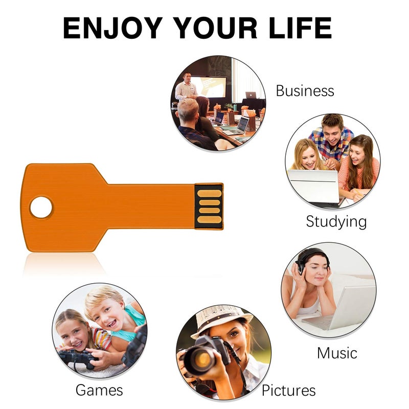 RAOYI 10 Pack 2GB USB Flash Drive USB 2.0 Metal Key Shape Memory Stick Thumb Drive Pen Drive-Gold - Image 5
